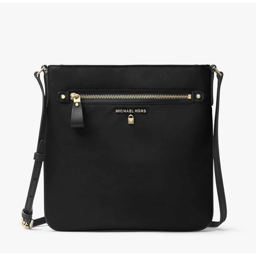 Michael Kors Black Kelsey Nylon Crossbody Handbag Purse GS - Picture 1 of 9